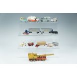 Lesney, Dinky etc play-worn die cast wagons, crane, refreshments van etc