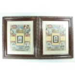 A pair of Great War In Memoriam prints, card mounted in frame under glass, 47 cm x 40 cm