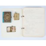 An Edwardian coronation commemorative enamelled brass miniature fob photo-book, one other,