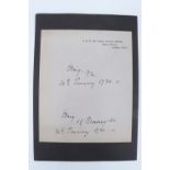 An autograph signature of Field Marshal Douglas Haig, on letterheaded paper of GHQ The Forces in
