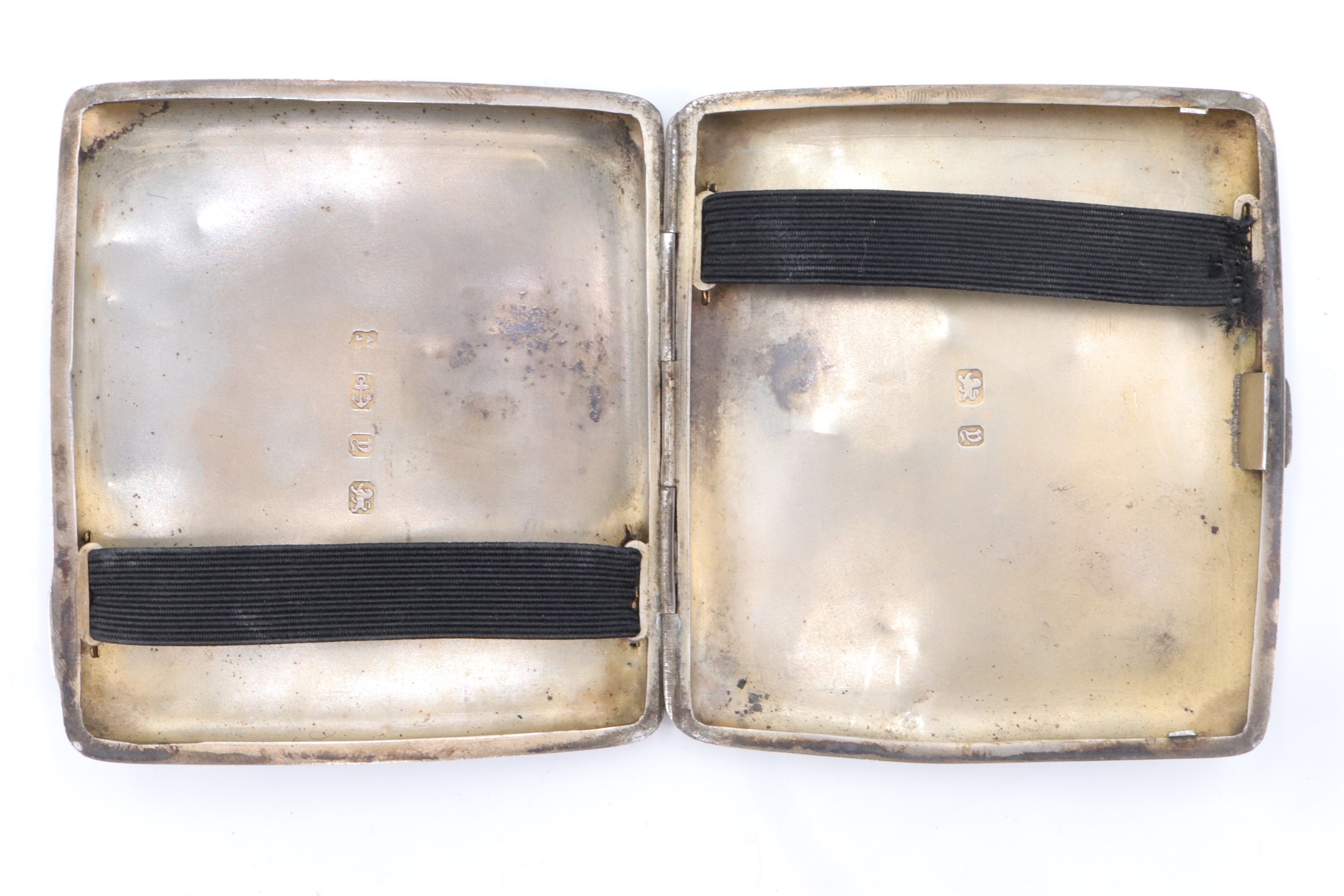 A Victorian silver cigarette case, engraved 'Aug 22nd 1902' surmounted by a monogram, Birmingham, - Image 2 of 3