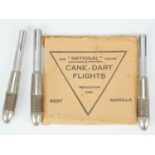 A set of 1940s patent darts, having reversible points, together with "The National Series" cane-dart