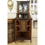 A late 19th century marquetry-inlaid and glazed rosewood corner display cabinet, 78 cm x 183 cm, (