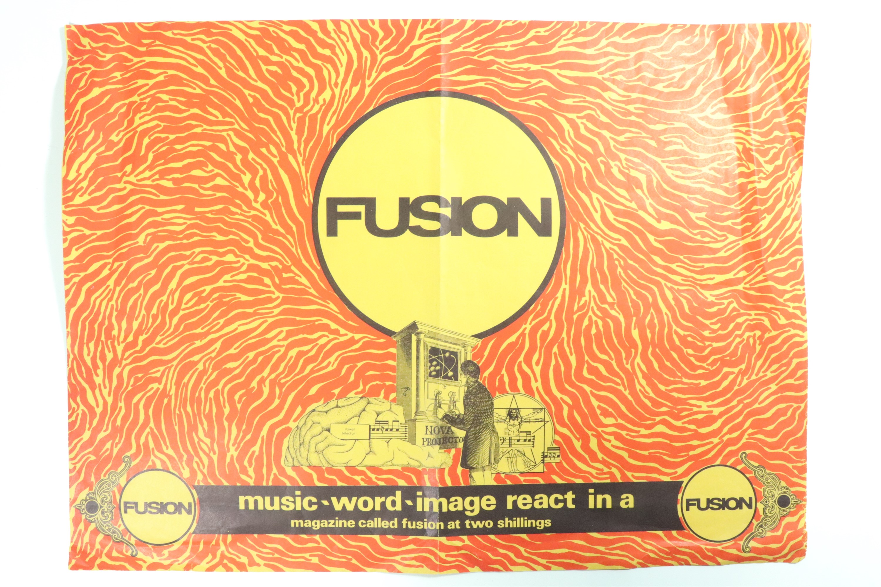 A 1960s printed poster promoting the magazine "Fusion", 36 cm x 50 cm - Image 2 of 2