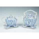 Two 19th Century Aesthetic period Burleigh ware teapots, of casket form having canted corners and