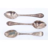 A 19th Century Scottish silver fiddle pattern teaspoon, Robert Naughten, Edinburgh, 1840 and a