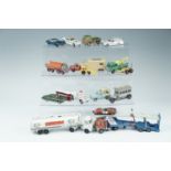 Corgi play-worn die cast model Esso tanker, Wall's Ice Cream van, etc