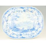 An early 19th Century transfer decorated blue and white ashet, 'Antique Series: North East View of