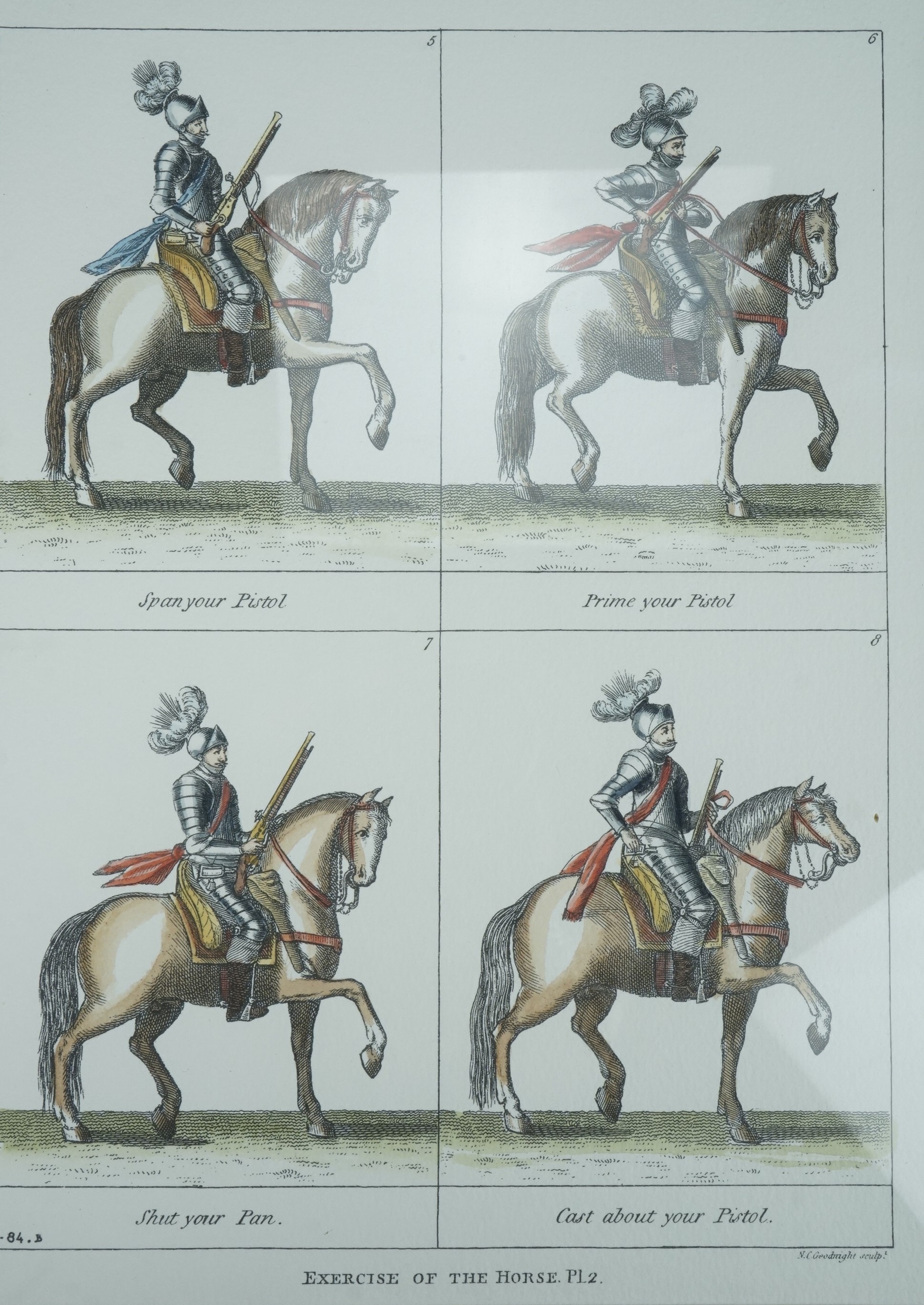 Exercise of the Horse, A pair of watercolour tinted engraved plates "Exercise of the Horse" after - Image 3 of 3