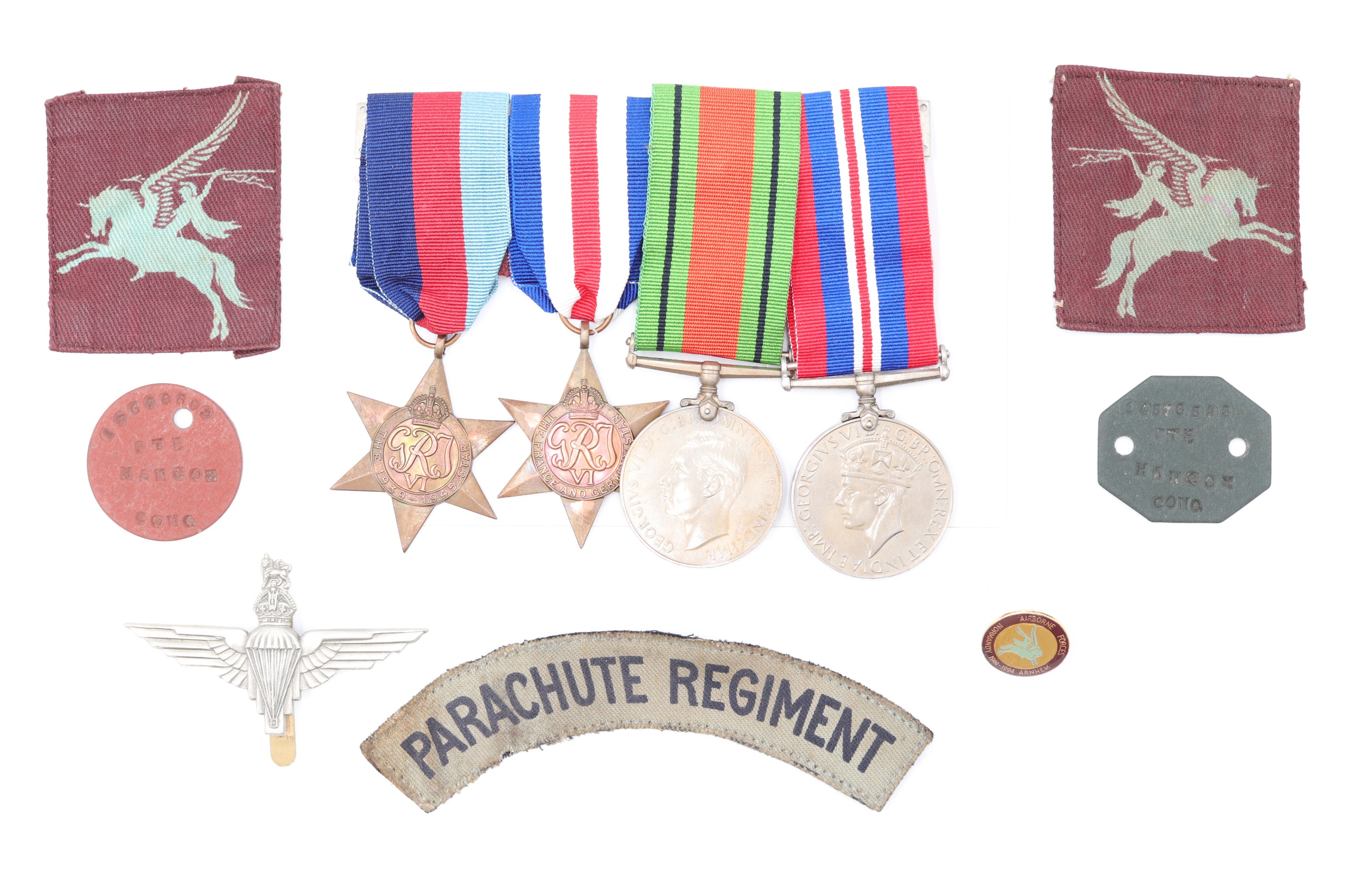 A Second World War 13th Battalion Parachute Regiment group comprising campaign medals, identity - Image 2 of 6