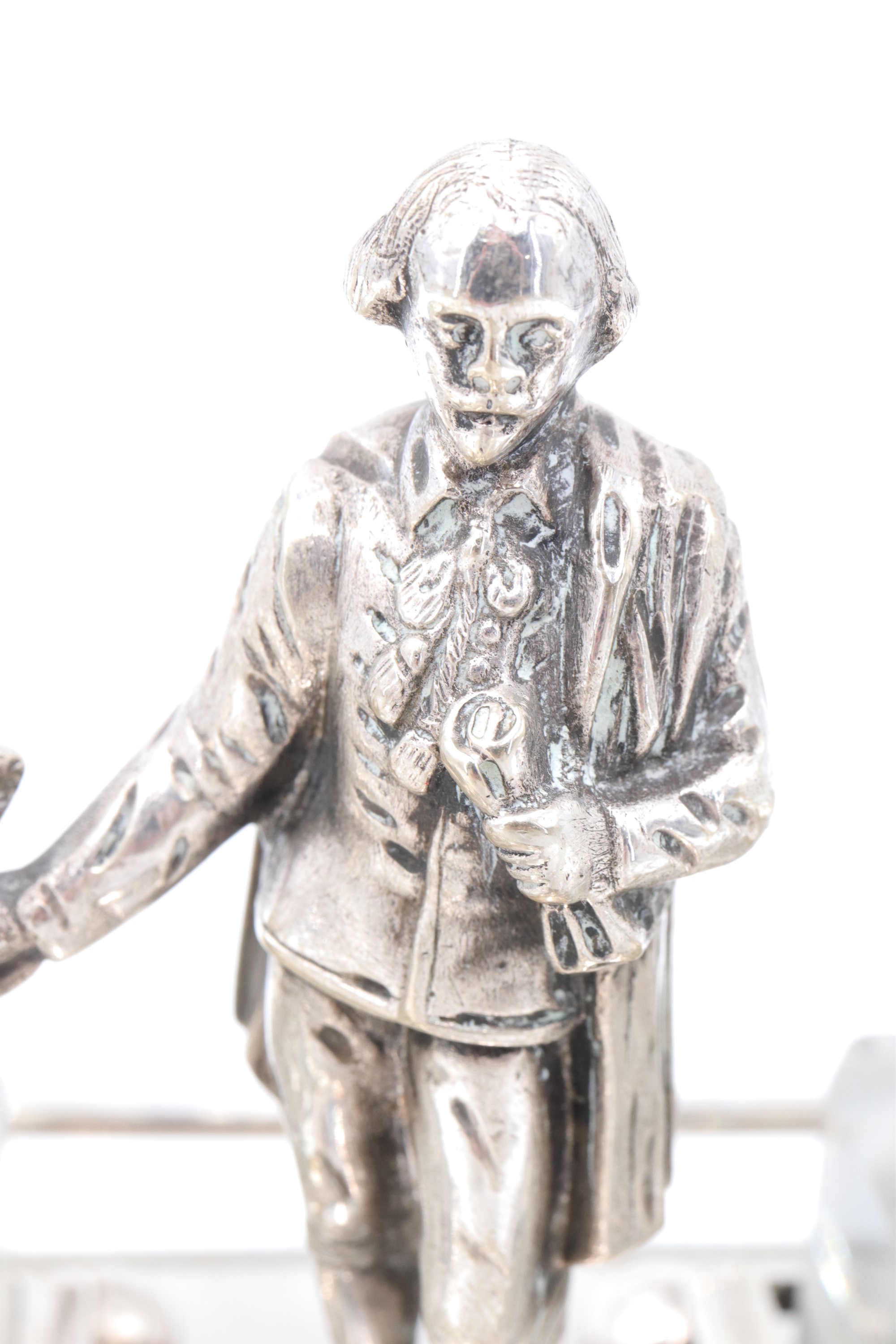 An Edwardian figural electroplate ink standish incorporating a figure of Shakespeare, together - Image 8 of 8