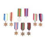 A group of Second World War campaign medals including Burma and Pacific Stars