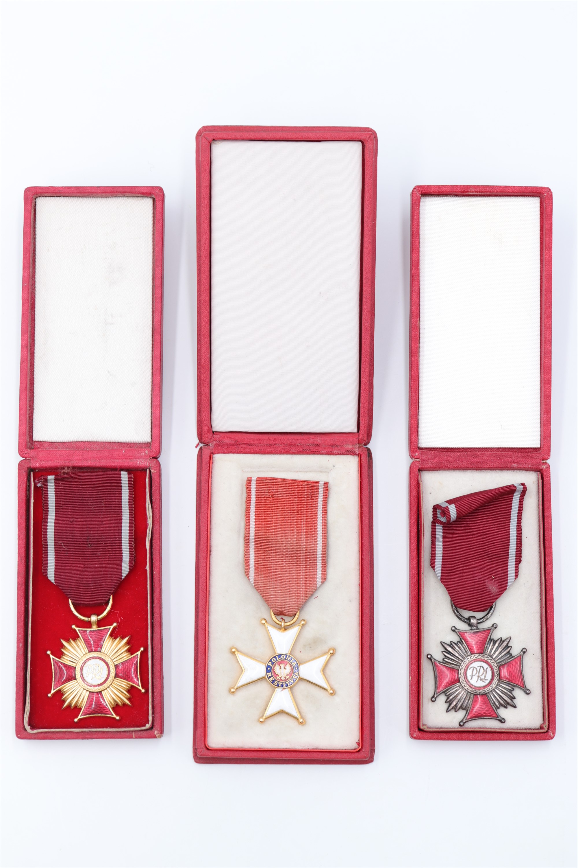 Polish Order of Polonia Restituta and Order of Merit medals, cased