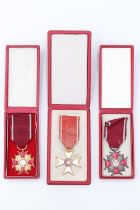 Polish Order of Polonia Restituta and Order of Merit medals, cased