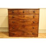 A Victorian mahogany chest of three short and four long drawers, 140 cm x 58 cm x 126 cm