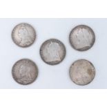 Five Victorian crown coins