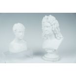 Two 19th Century Parian ware busts, Handel and a classical male, former 20.5 cm