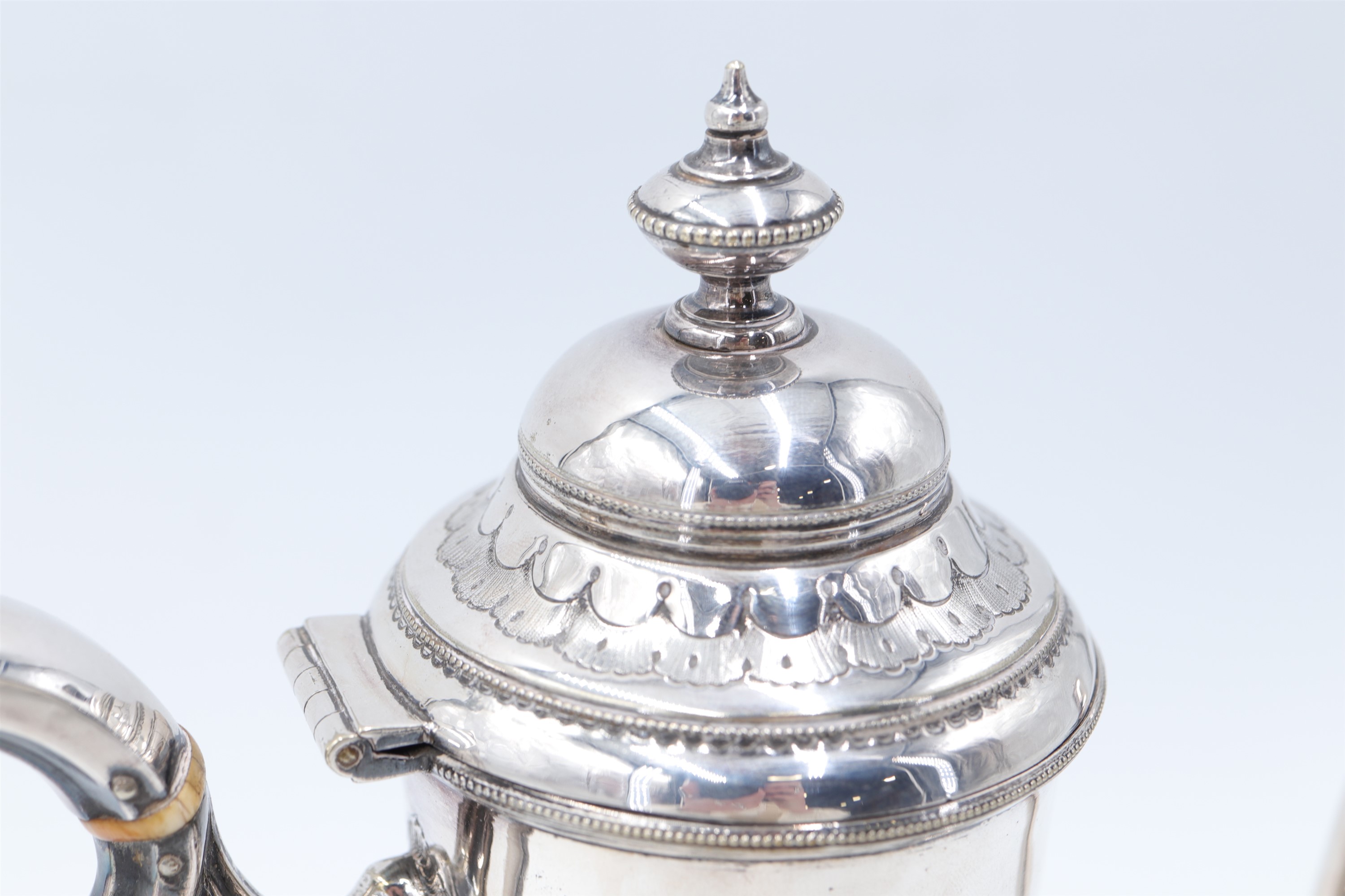 A Victorian electroplated coffee pot by Thomas Prime, of pear shape with chased and engraved - Image 4 of 7