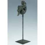 David Williams-Ellis, "WE5", cast bronze female nude sculpture, posed sitting holding her legs