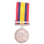 A Queen's South Africa Medal with one clasp to 7510 Pte J J Burns, Vol Coy Bord Regt