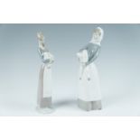 Two Lladro figurines, young girls with lambs