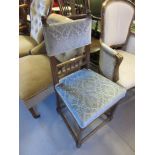 French walnut and upholstered side chair