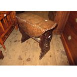 Small early 20th Century oak drop-leaf occasional table with pie crust rim, together with an early