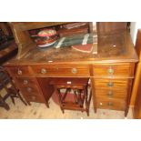 Late 19th / early 20th Century mahogany crossbanded and line inlaid desk having brown leather