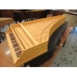 Mid 20th Century satin birch portable harpsichord with spruce sound board, 54.5ins x 27ins