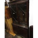 Reproduction mahogany two door bookcase