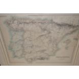 A. Fullarton, 19th Century map of Spain and Portugal, 16ins x 21ins, unframed together with