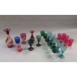 Collection of 19th Century green and cranberry glassware