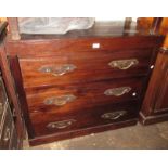 Modern Indonesian dark stained hardwood three drawer chest, 39.75ins wide