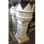Pair of large late 19th / early 20th Century white painted terracotta chimney pots, 39ins high