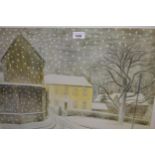Eric Ravilious Limited Edition coloured print No. 41 of 850 ' Halstead in the Snow ', 17.5ins x