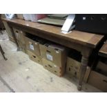 20th Century French rectangular oak farmhouse table on turned tapering supports, 71ins x 35ins