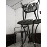 Cast alloy garden table and two chairs
