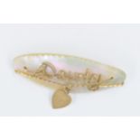 9ct Yellow gold and mother of pearl sweetheart brooch for HMS Dainty