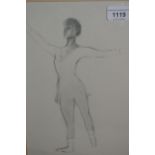 John Scarland, pencil study of a ballerina, 11ins x 7.5ins, framed, together with a similar study of