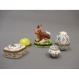 Limoges porcelain trinket box in the form of a rabbit, another similar in the form of a lemon,