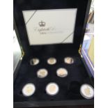 Silver proof coin set, Queen Elizabeth II 80th birthday, in presentation box and a reprinted ' The