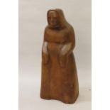 Large mid 20th Century carved oak Folk Art figure of a lady, 33ins high Please see images