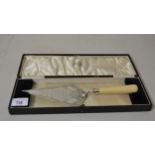 Silver presentation key stone laying trowel, Sheffield 1924, in fitted case