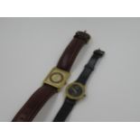 Gentleman's Favre-Leuba gold plated wrist watch on a leather strap, together with a ladies Rotary