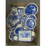 Quantity of various blue and white transfer printed ceramics