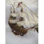 Wooden scale model of HMS Victory, 29ins Title showing Victory in 1805
