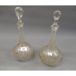 Pair of 1920's cut glass Sherry decanters with stoppers