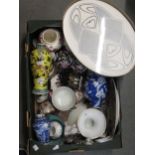 Box of various Chinese and other ceramics (with damages)