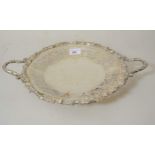 Sheffield silver two handled fruit bowl with cast border and engraved pierced decoration, by