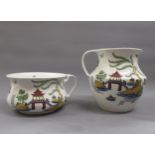 20th Century porcelain wash jug and chamber pot with Chinese decoration made by Bisto